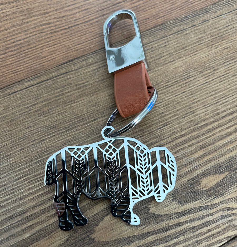 Stained Glass Bison Keychain