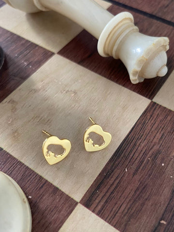 Mini Bison Heart Earrings