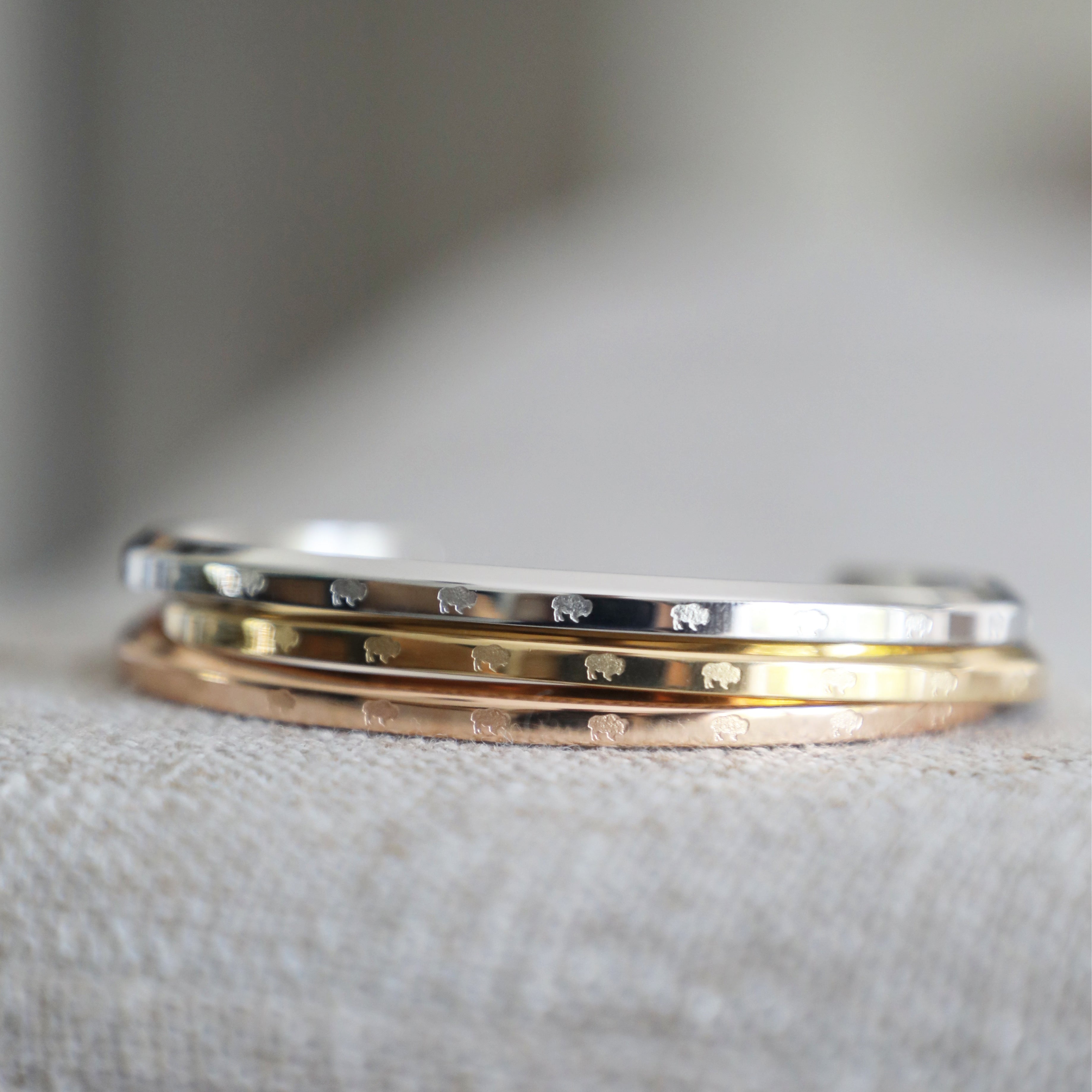 Mini Bison Engraved Bangle