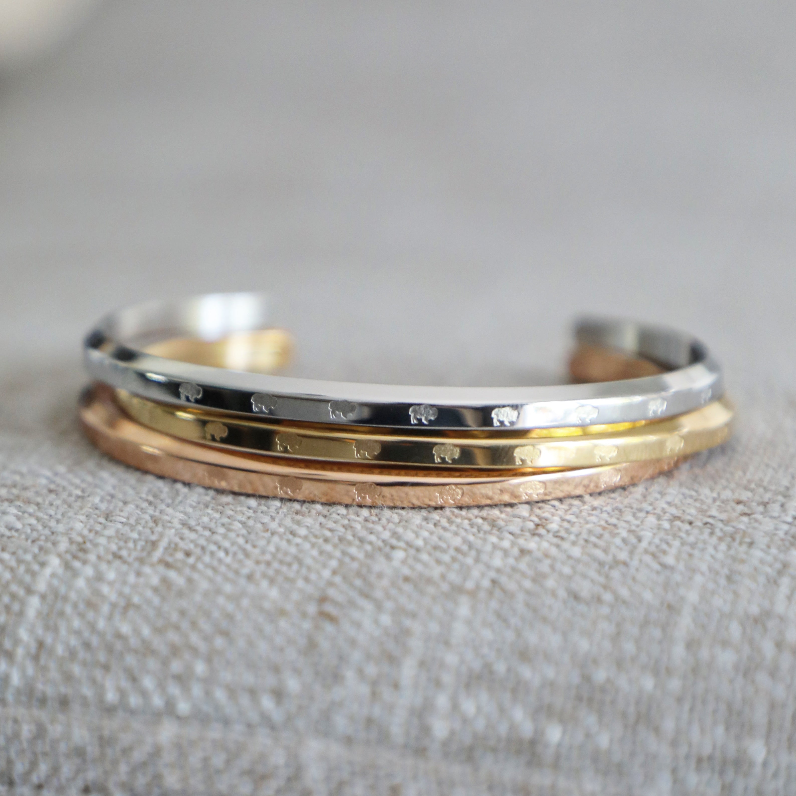 Mini Bison Engraved Bangle