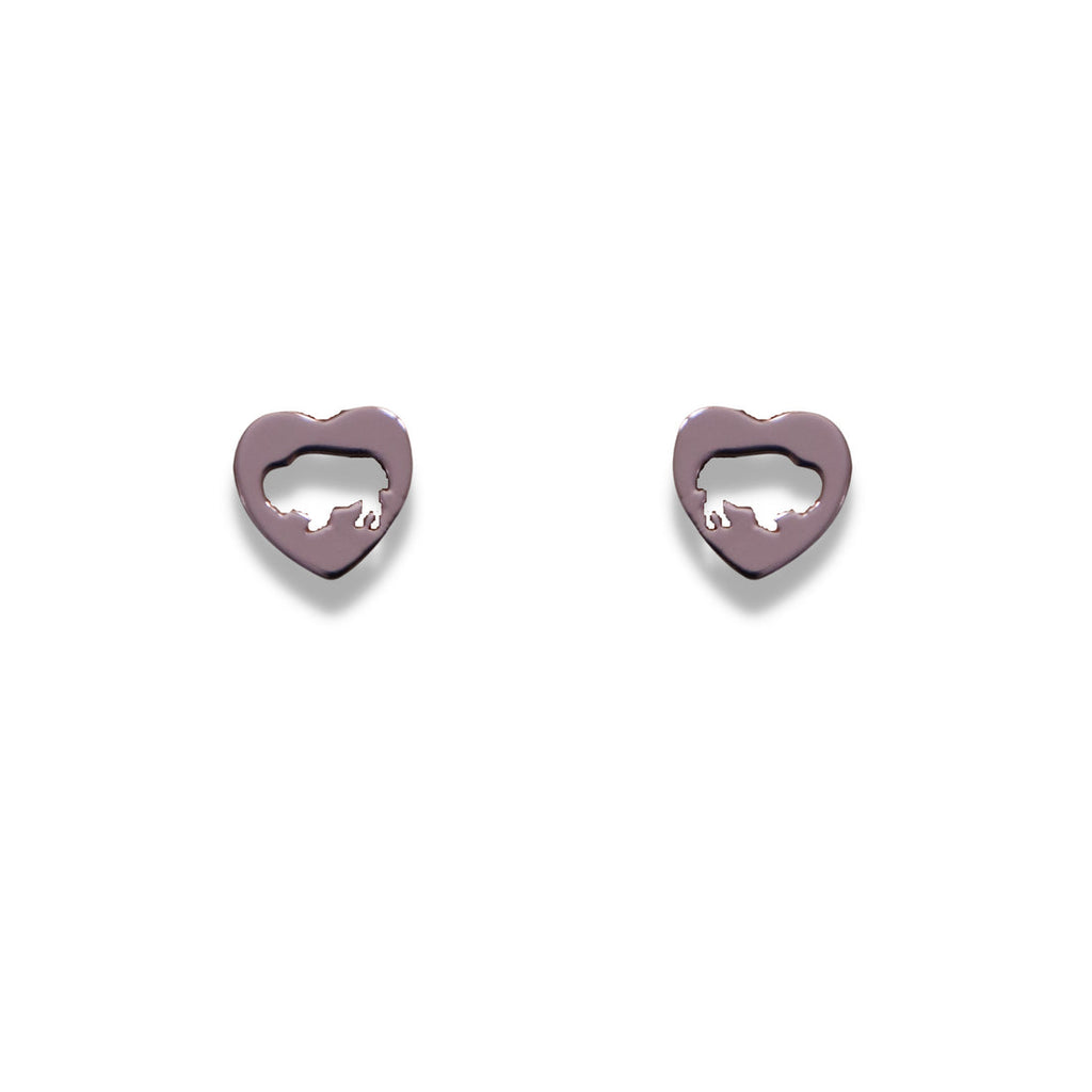 Mini Bison Heart Earrings