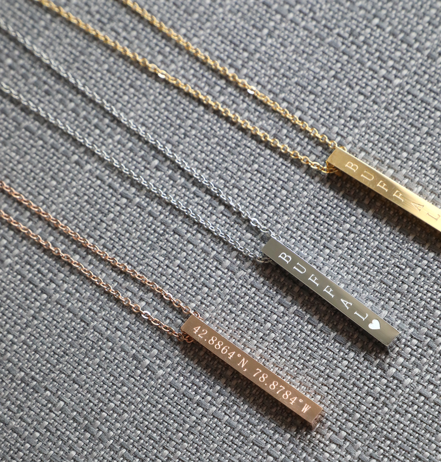 Engraved Necklace Buffalo Coordinates